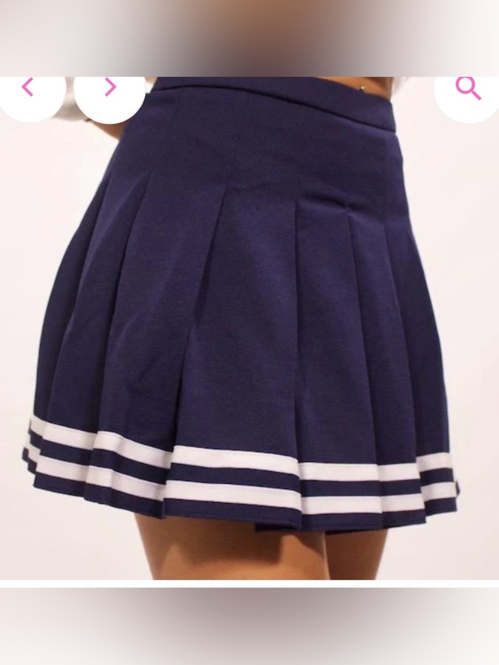 CC Dancewear Navy Cheer Cheerleading  Pleated Skirt Adult Large White Stripe